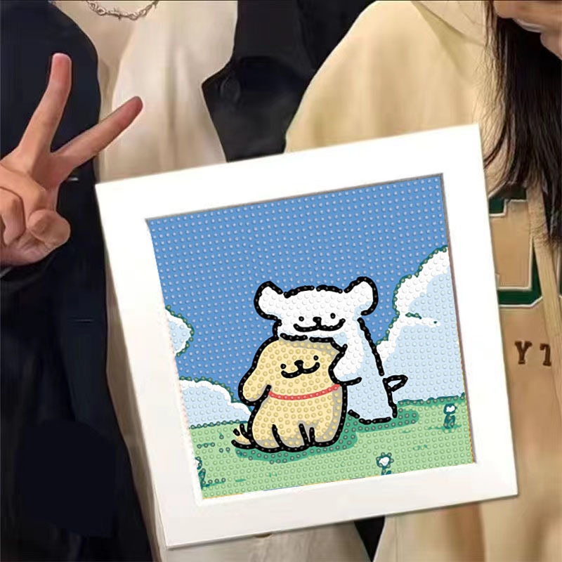 手作りダイヤモンド塗装子供用ペーストライン作り子犬男の子と女の子フルダイヤモンドペーストテーブルおもちゃ象嵌|undefined