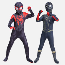 儿童迈尔斯蜘蛛礼服紧身衣男孩超级英雄毒液万圣节服装欧美风格