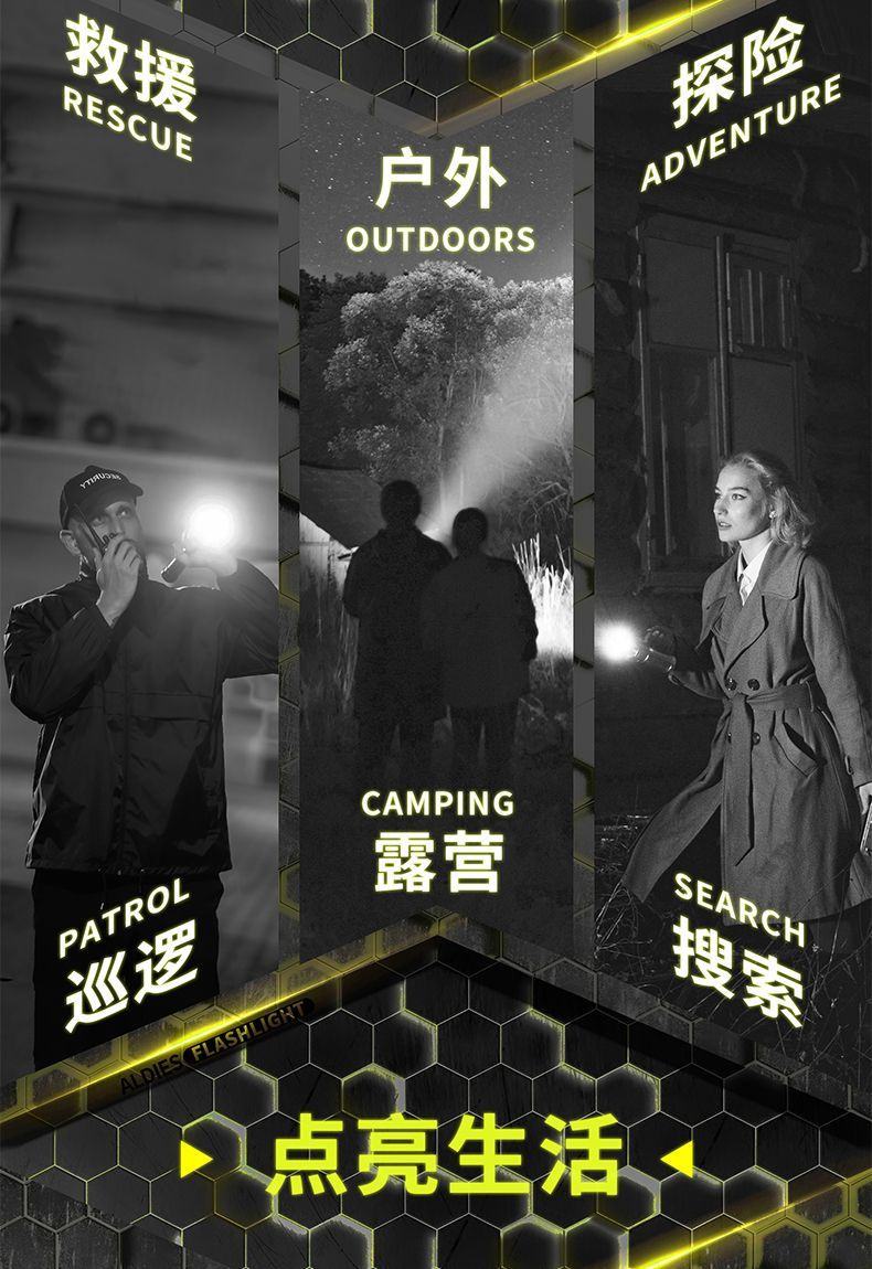 Pathfinder Yusf Strong Light Flashlight Ultra-Bright Long-Range Zoom Rechargeable Outdoor Home Portable Durable Multi-Function