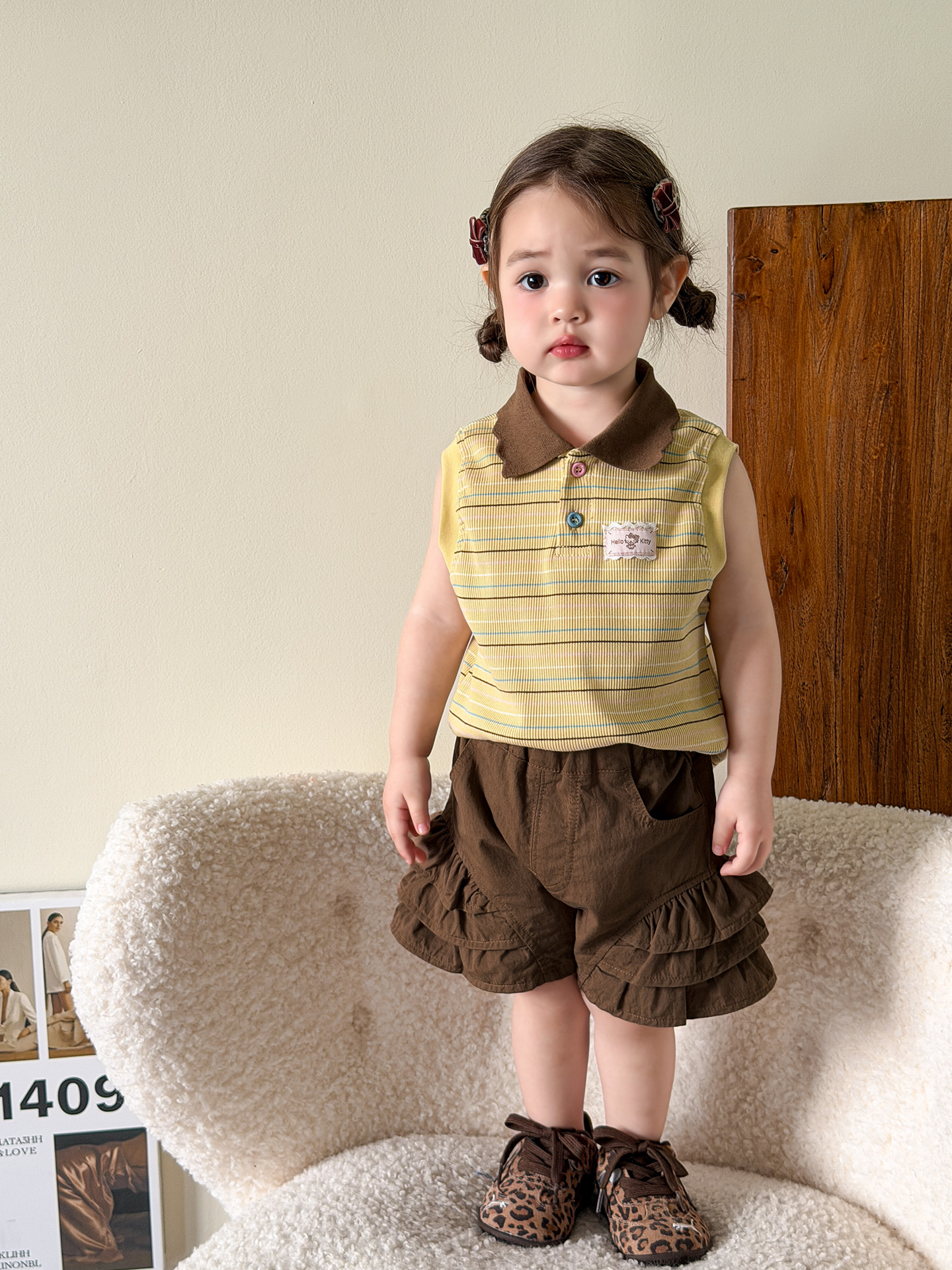 Sugar Pear ropa infantil chaleco de verano delgado 2026 ropa infantil clase A bebé sin mangas polo collar superior