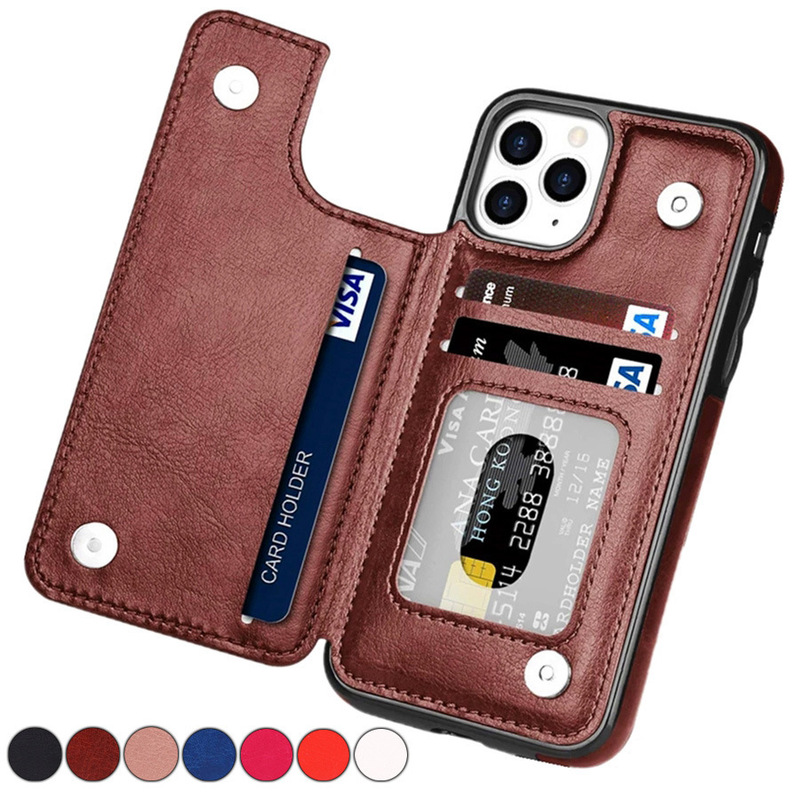 Suitable for iPhone 17 Air 16 Pro Max Solid Color Double Buckle Phone Leather Case Apple 15 Wallet Style Card Insertion Protection Suitable for iPhone 17 Air 16 Pro Max Solid Color Double Buckle Phone Leather Case Apple 15 Wallet Style Card Insertion Protection