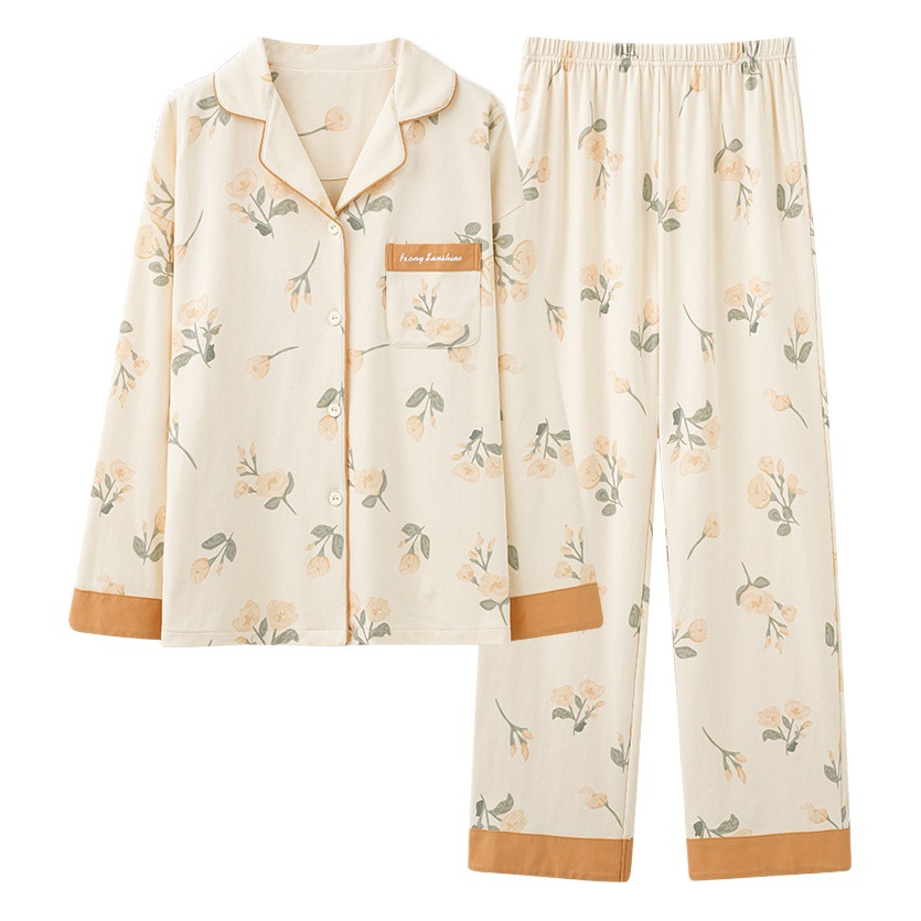 Pijamas de algodón las mujeres primavera y otoño 2022 nueva manga larga delgada más tamaño homewear