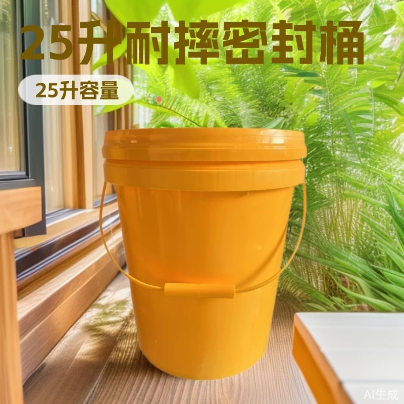 25升塑料桶生产厂家 密封塑料桶带盖好易开桶 耐摔白色塑料桶批发