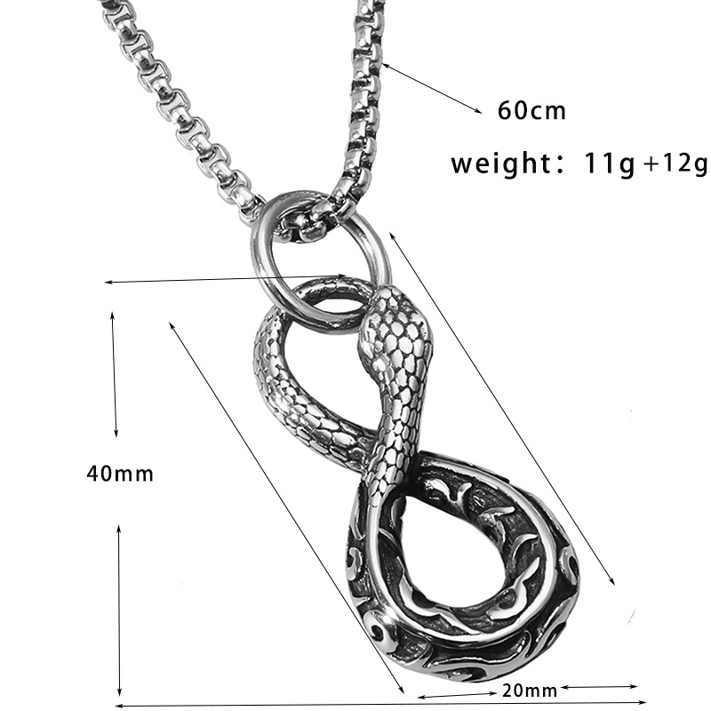 European And American 8-word Snake Pendant Necklace Metal Men's Personality Retro Necklace Street Hip-hop Cross-border Sold Jewelry Wholesale display picture 1