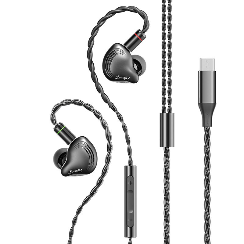 HIFI auriculares de juego de deportes electrónicos cableado en el oído plateado bobina de movimiento de fiebre auriculares enchufables y extraíbles de sonido