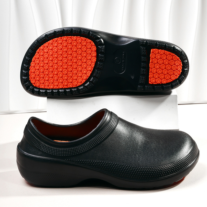 Non-Perforated Crocs Men's Anti-Slip Waterproof Bag Heel Sandals Casual Versatile Chef Hotel Catering Work Shoes Wholesale