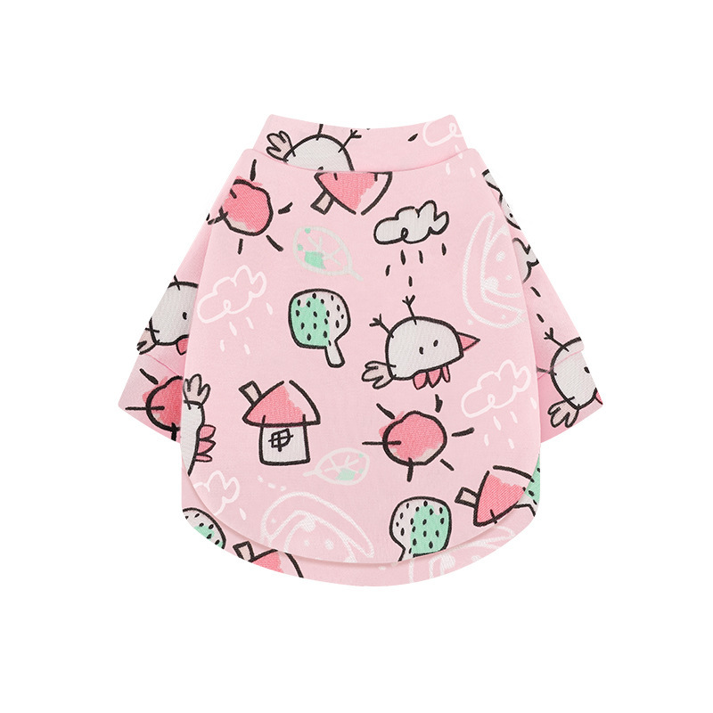 Ropa para mascotas transfronteriza ropa para gatos transpirable lindo Otoño e Invierno perro de peluche de dibujos animados para mascotas graffiti ropa para mascotas