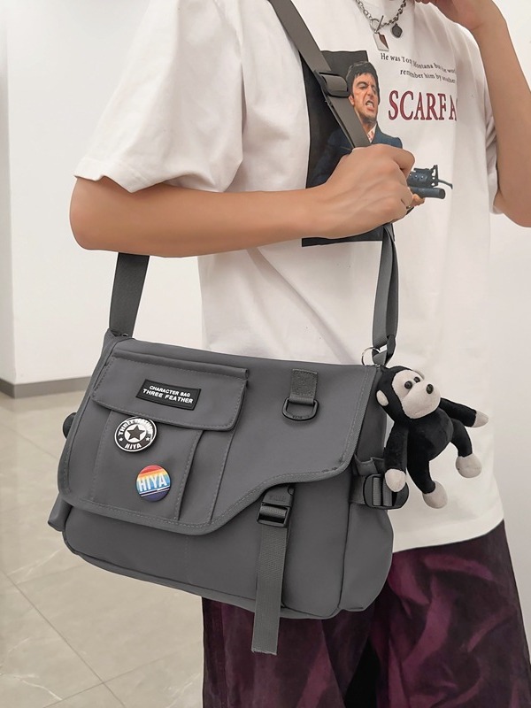 New Men's Shoulder Bag, Simple and Fashionable, Campus Class Bag, Student Bag, Harajuku Large Capacity Crossbody Bag for Men and Women