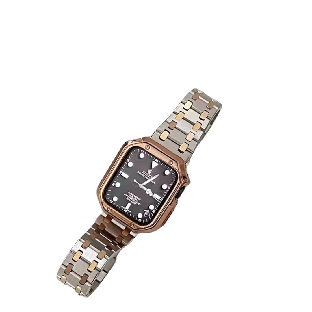 Ремешок для iWatch7, Apple Watch Series 7/6/5/4/3/2/1/SE, индивидуальный квадратный текстурированный ремешок из нержавеющей стали
