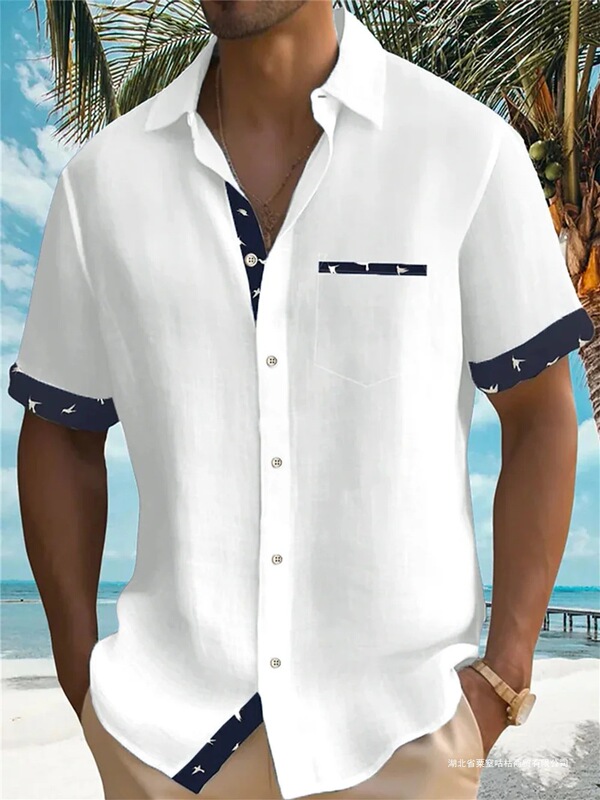 2023 Summer New Men's Aloha Shirt Casual Fashion Street High-Quality Short Sleeve Beach Holiday Party Men's