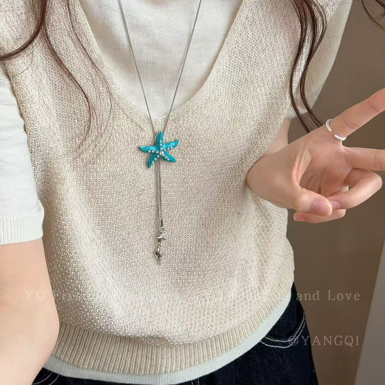 Korean-Style Simple Star Tassel Necklace, Casual Everyday Commute Wear, Exquisite Niche High-End Design, Versatile Necklace
