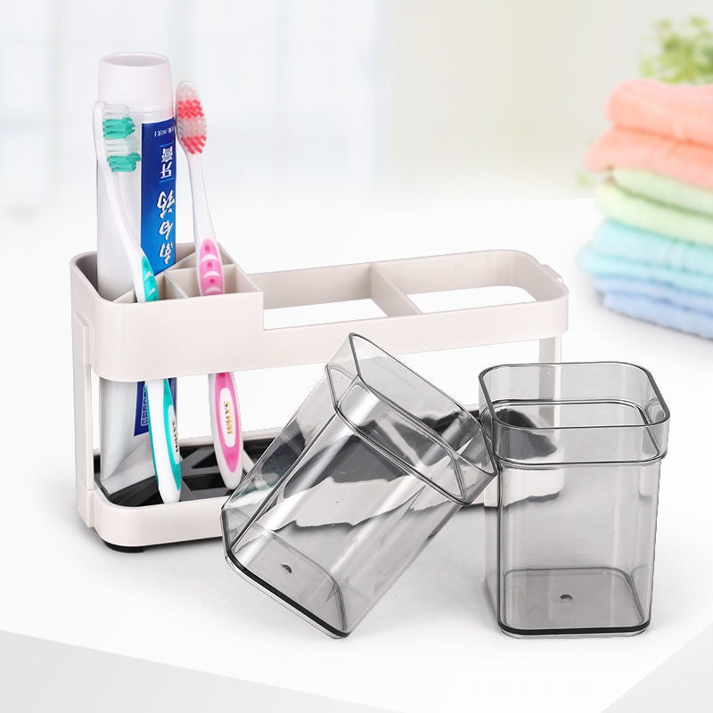 Conjunto de soporte de tazas de dientes creativo de escritorio enjuague bucal cepillo de dientes estante de almacenamiento de tazas de lavado de baño sin agujeros
