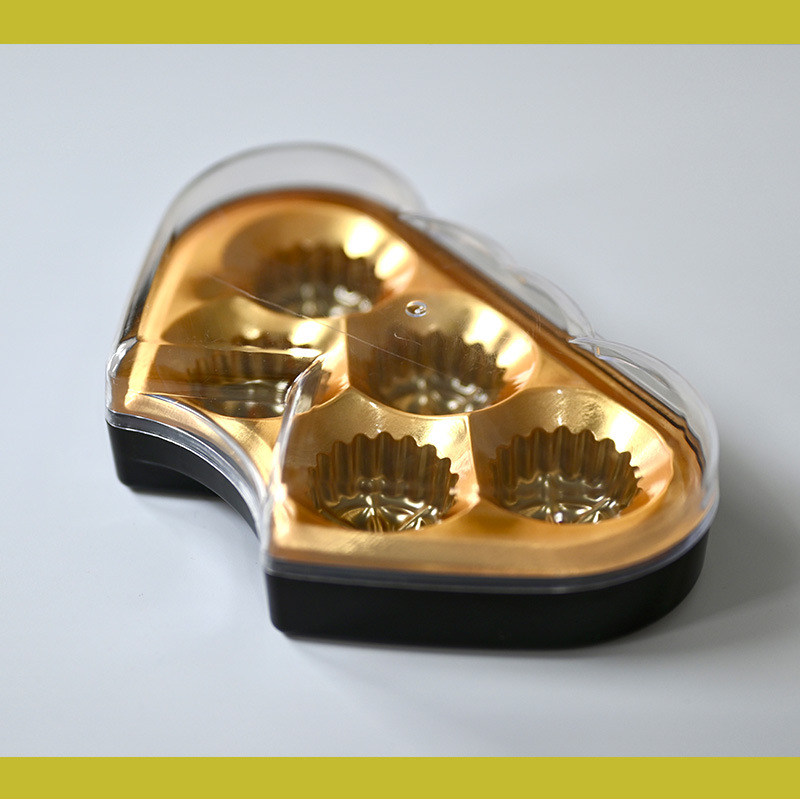 Caja de plástico de 5 cápsulas en forma de corazón doble, bola de chocolate, dulces, dulces, caja de regalo de boda, caja de regalo.