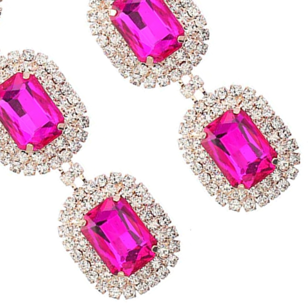 Exaggerated Square Copper Plating Inlay Rhinestones Drop Earrings 1 Pair