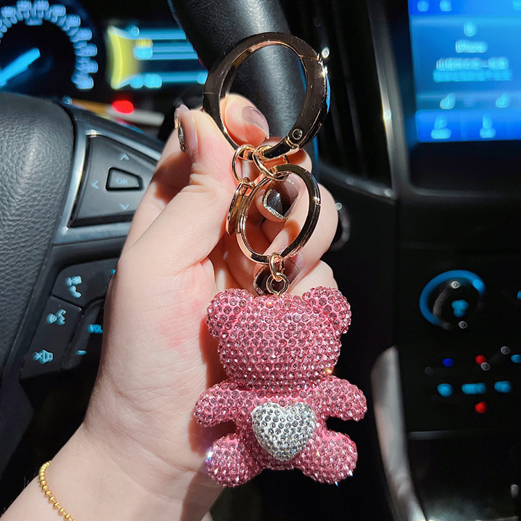 73g Weight Bag Pendant, Keychain Classification 1 Piece Quantity Daily Occasion Alloy, Plush Material Bear, Heart Shape Pattern Women's Gender Cute, Modern Style, Classic Style Style 1 Piece Cute Modern Style Classic Style Bear Heart Shape Alloy Plush Women's Bag Pendant Keychain 1