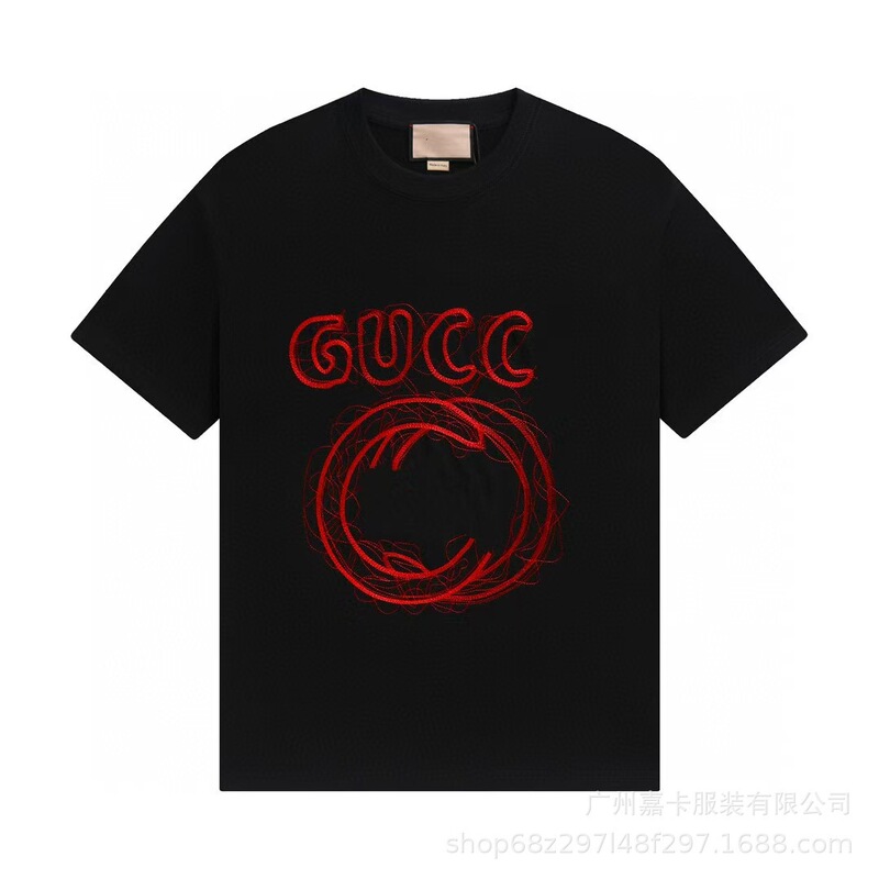 クロスボーダーハイエンドGファミリーTシャツラウンドネックフロントロゴ柄シリーズカジュアル男女同型半袖Tシャツ|undefined