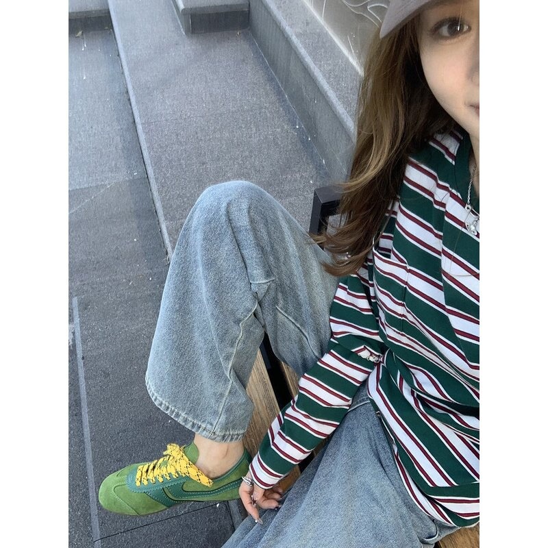 Versión de cuero de vaca, Su Yan Yan, estilo americano, chicas retro, zapatos de entrenamiento de maratón casuales, zapatos de mujer, Gump.