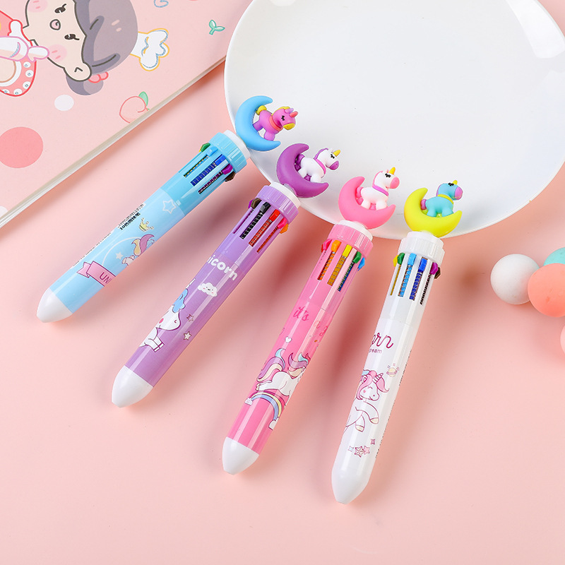 クリエイティブかわいい新しいオイルペン十色多機能多色一体型十色ボールペン卸売り学生賞品プレゼント|undefined
