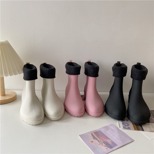 Women's Slip-Resistant, Durable Water Shoes with Felt Liner and Warmth, Comfortable Waterproof Rubber Boots with Mid-Calf Rain Boots