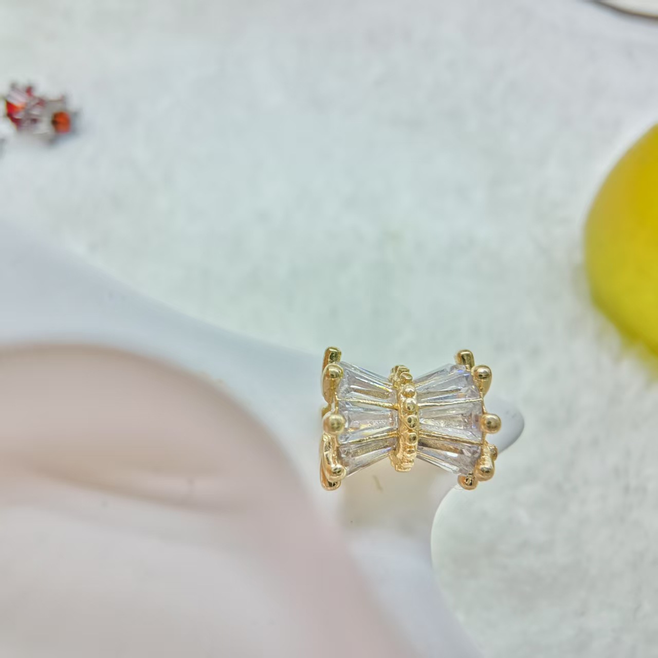 Diamond-Studded Small Waist Open-Hole Copper Gold-Plated Crystal Bracelet Necklace Jewelry Accessory DIY Spacer Beads 2025 New Model
