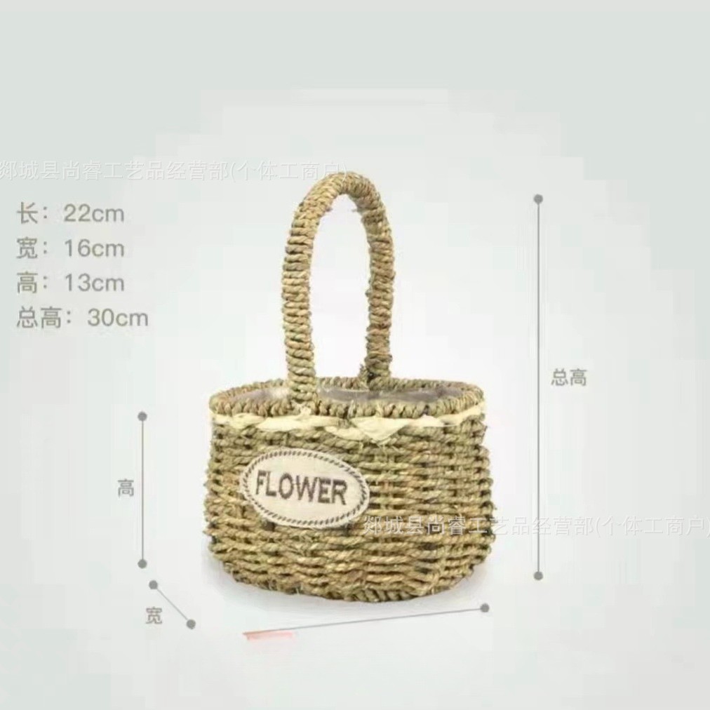 Cestas de flores tejidas a mano tejidas de paja bambú tejidas de flores tejidas a mano imitación de vid y fruta huevo caja de regalo cesta pastoral