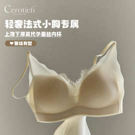 Cerotich法式蕾丝莫代尔蚕丝内衣女夏季小胸显大聚拢无钢圈文胸罩