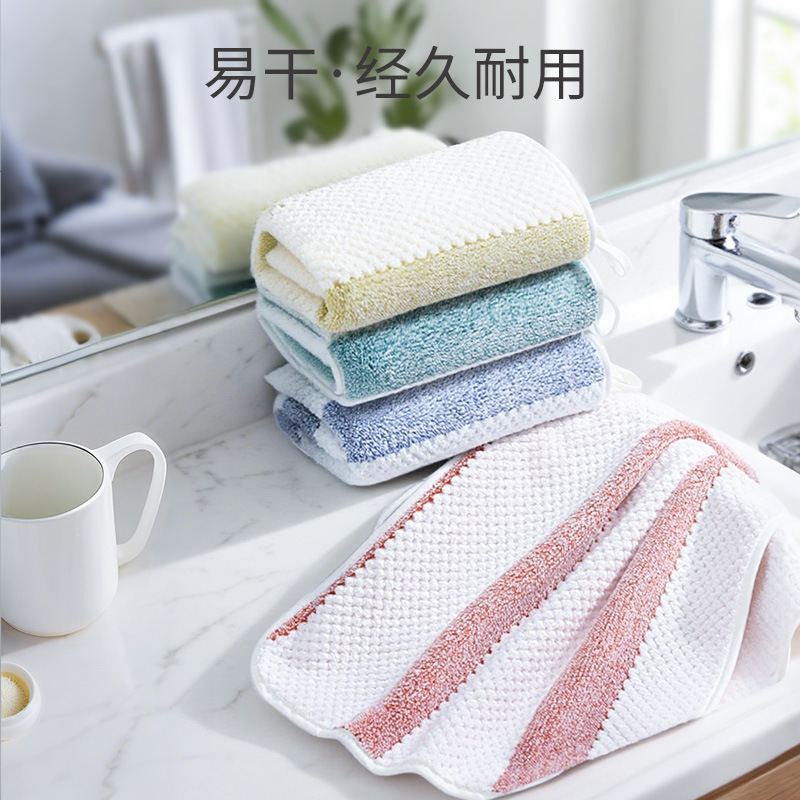 Nueva piña tela escocesa a rayas toalla engrosada toalla de cara absorbente borde no-algodón a rayas toalla de secado al por mayor