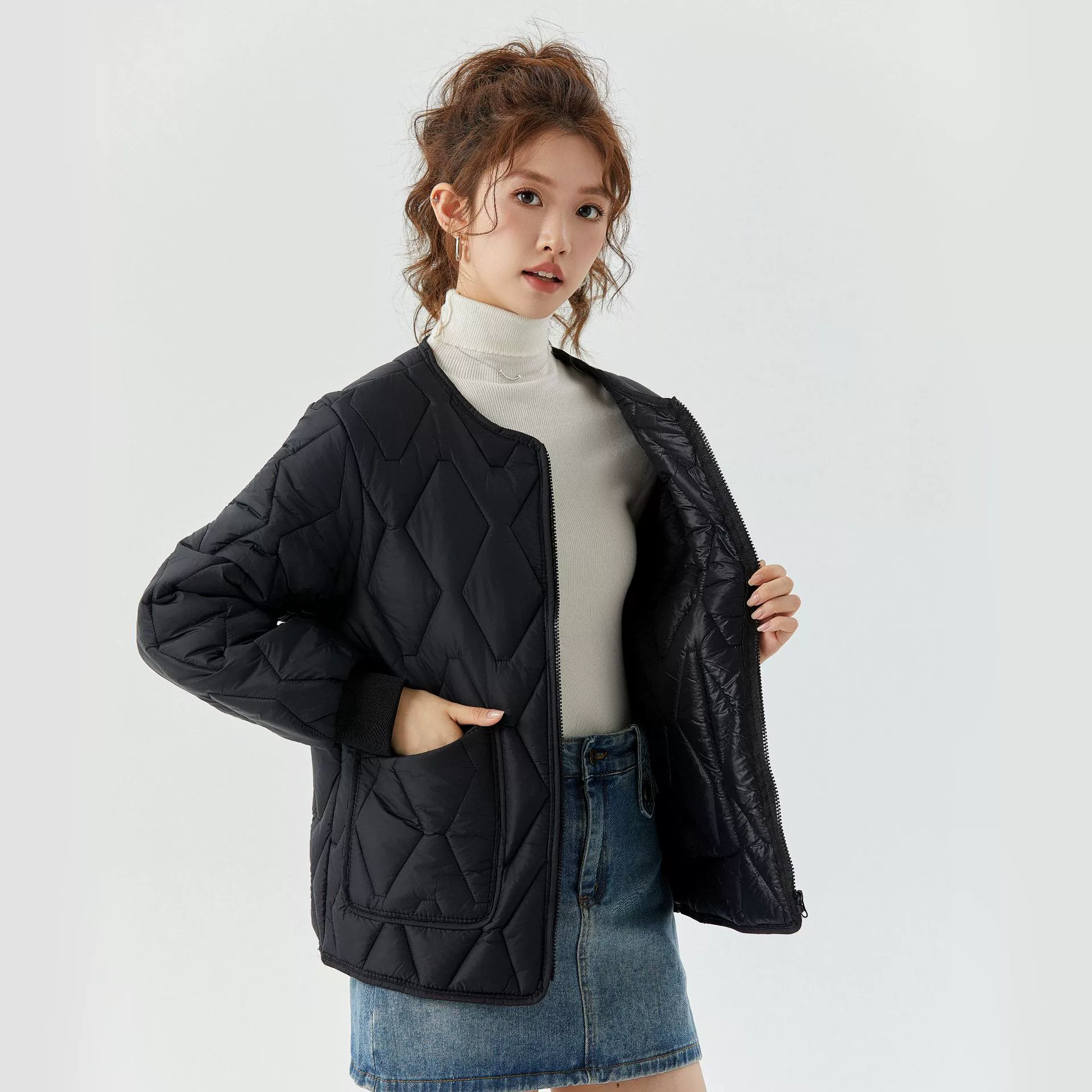 Оптовая продажа зимнее женское удобрение, утолщение, бархатная молния, теплая с длинными рукавами, хлопчатобумажная куртка, топ 2535