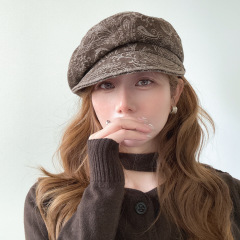出口日单腰果花25年秋新款软顶报童帽女个性遮阳休闲时尚显脸小国