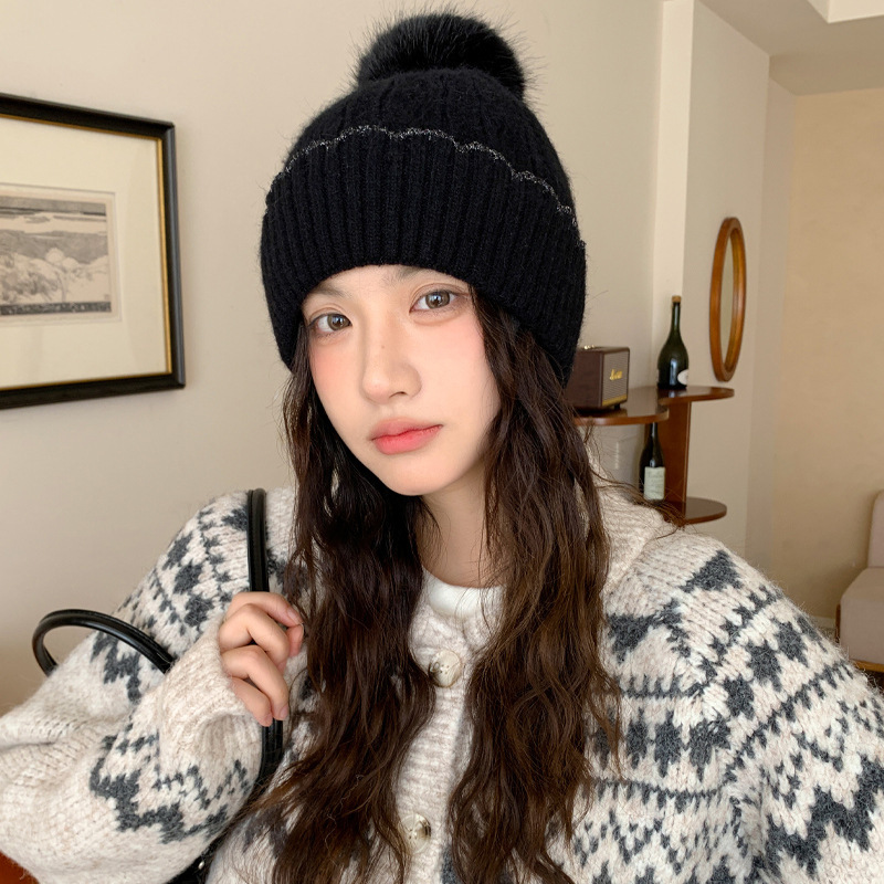 韩版秋冬季帽子女款时尚百搭针织毛线帽大头围加绒保暖护耳包头帽|undefined