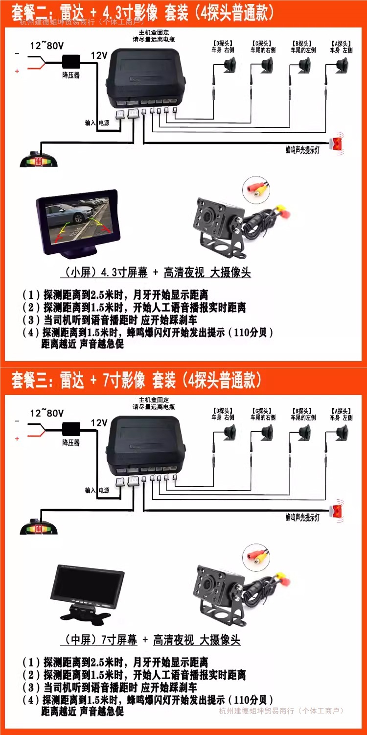 Forklift Reversing Radar, Human Body Recognition, Ai Anti-Collision System, Truck Loader Monitoring Image, Automatic Braking, Emergency Stop