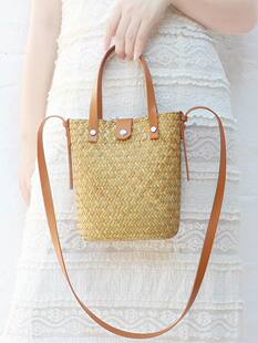 Straw woven shoulder bag, one-shoulder bag, beach wallet