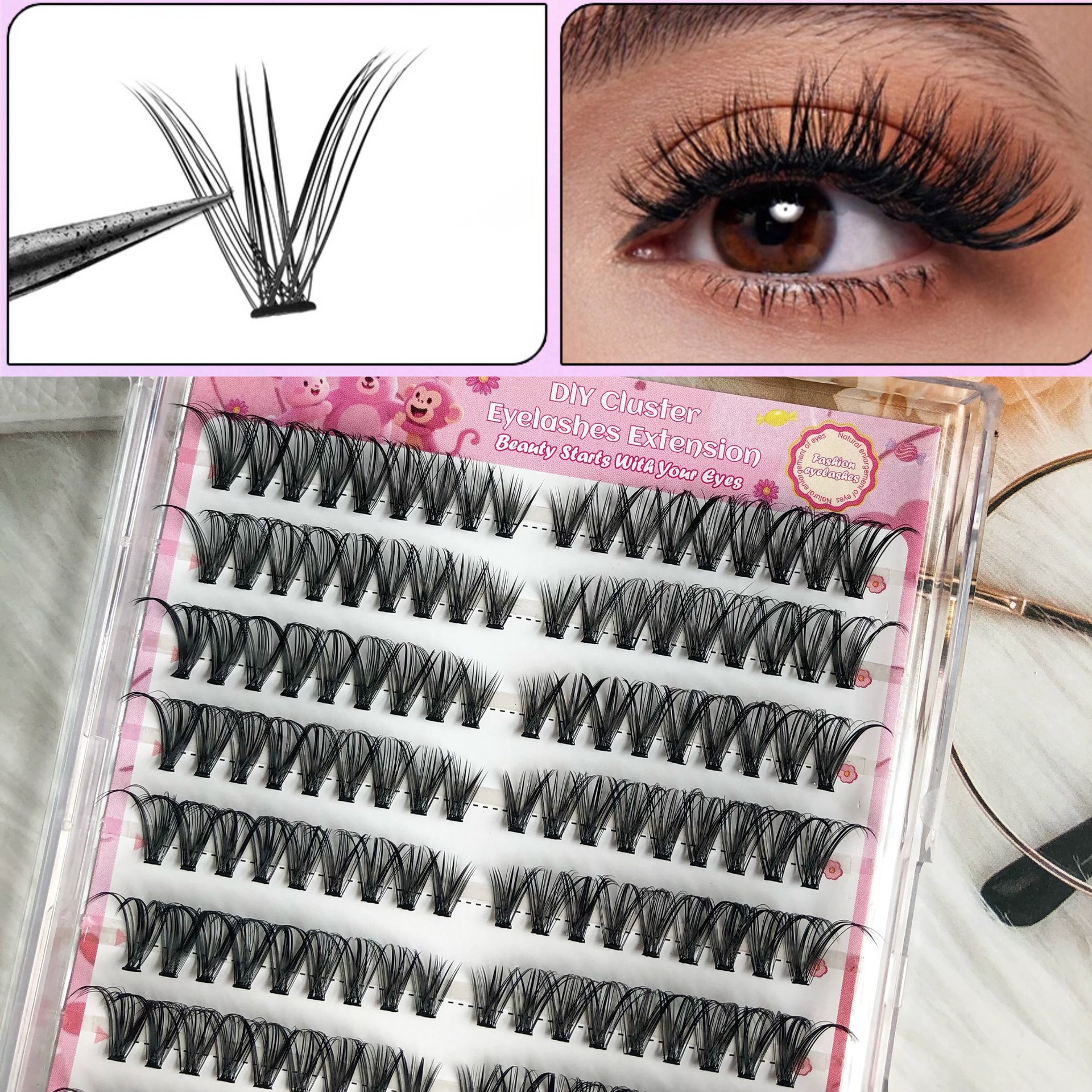 Pegado rosa 10 filas de 100