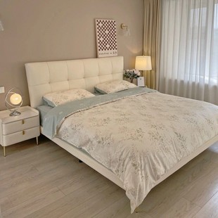 Italian Style Light Luxury Wash-Free Technology Cloth Bed Nordic Style Internet Popular Ins Cream Style Modern Simple Bedroom Double Bed