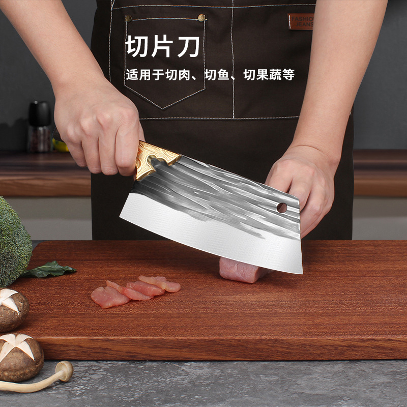 龙泉锻打菜刀家用切肉切片刀厨房砍骨斩切刀酒店厨师刀不锈钢刀具-阿里巴巴