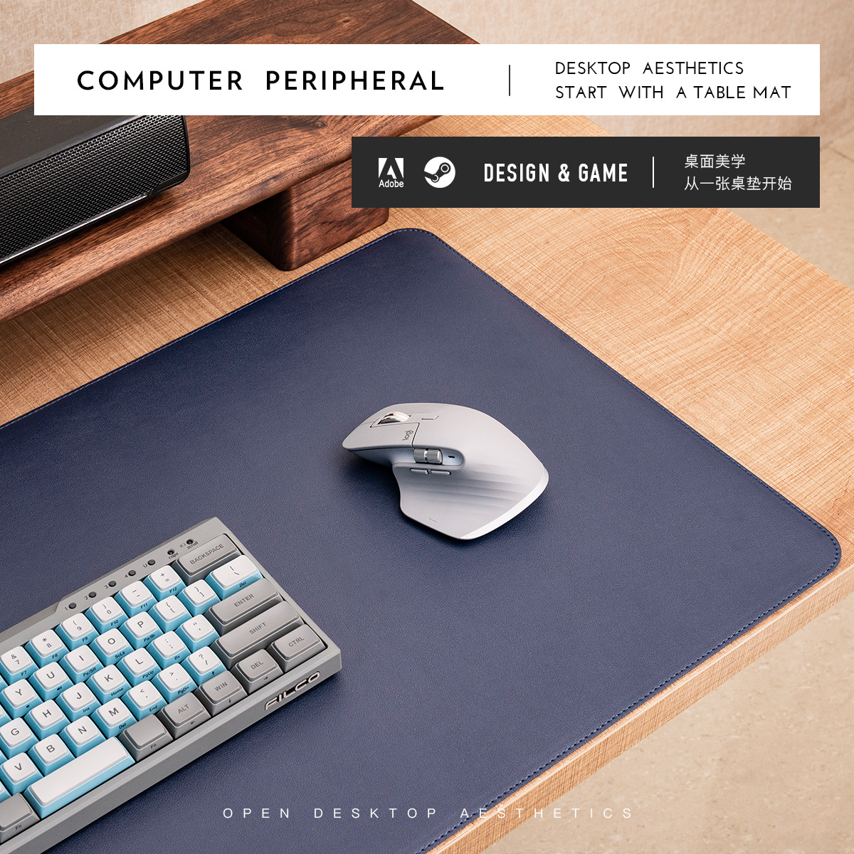 Alfombrilla de ratón de corcho y cuero (producto caliente), extra grande, para teclado y escritura, tapete de escritorio con bordes cerrados, con logo