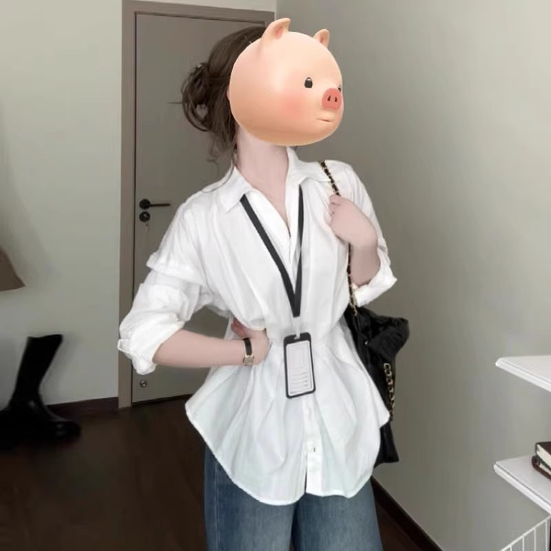 2025早春の新型高級感白長袖シャツ女性秋冬フランス独特シャツ気質ウエスト上着|undefined