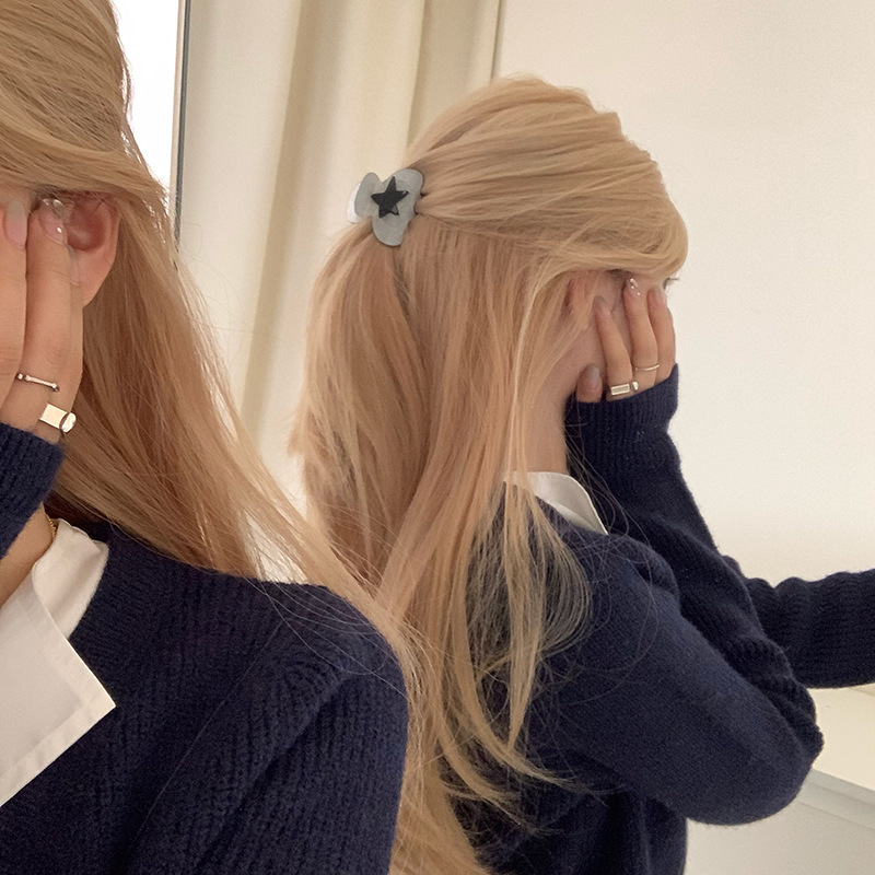 Y2K辣妹 五角星高馬尾髮夾女後腦勺抓夾小號鯊魚夾子發抓頭飾髮飾