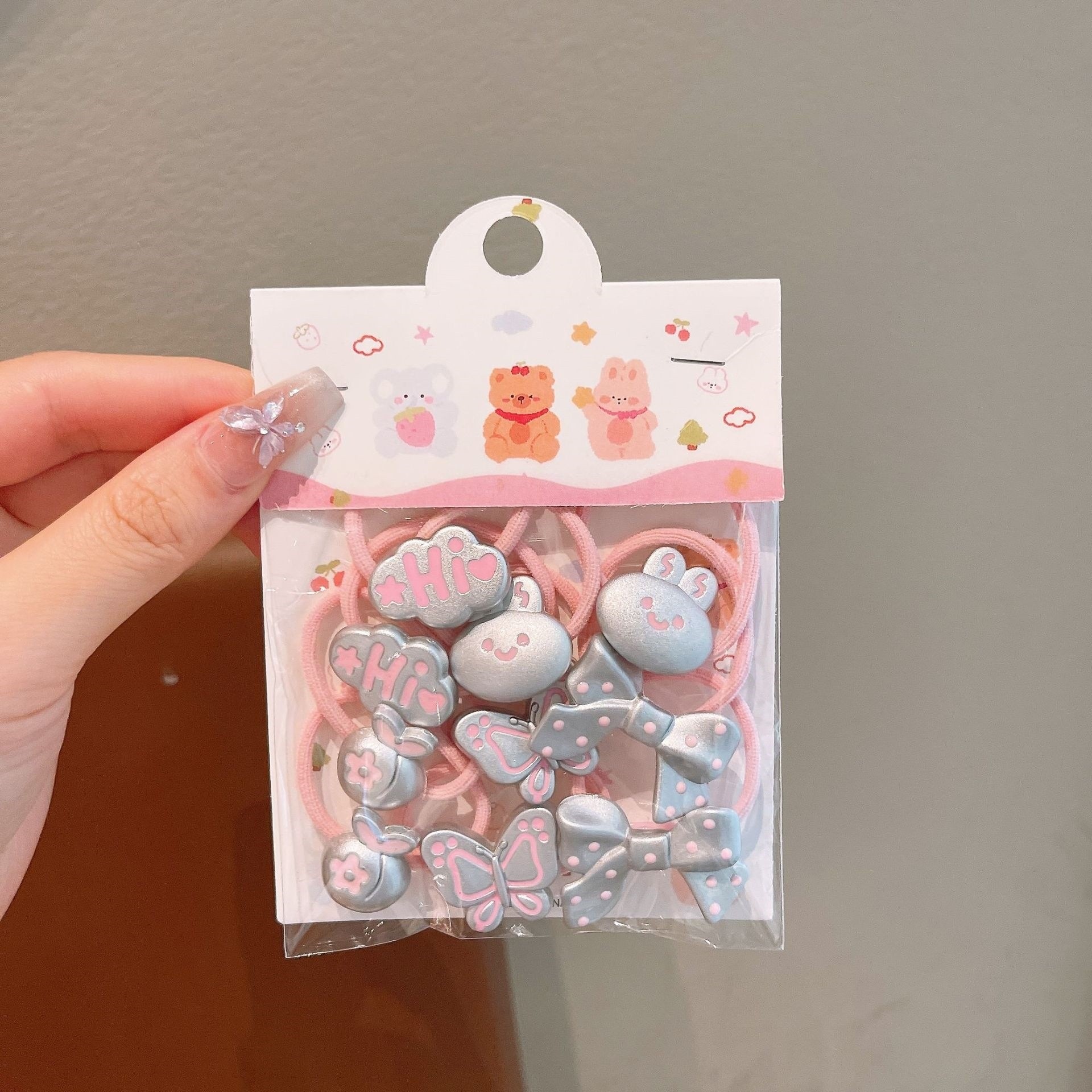Anillo de pelo de pulgar de dibujos animados para niños, cabello para bebés, cabello para bebés, banda de pelo de alta elasticidad coreana