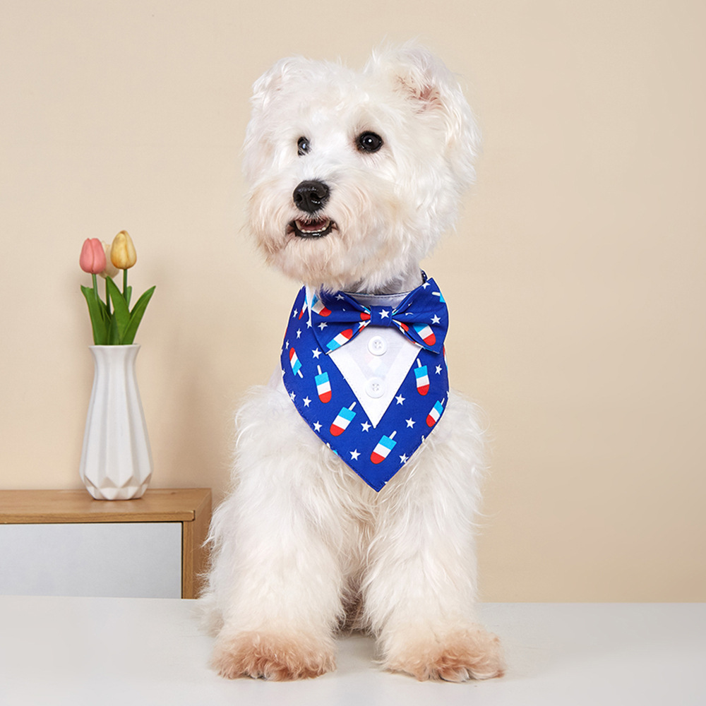 TANPOPO transfronterizo nuevo día de la independencia mascota fiesta decoración traje toallas de saliva para mascotas bufandas para perros
