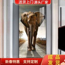 吉象玄关画竖版进门现代简约大象过道走廊装饰画轻奢大气楼梯挂画