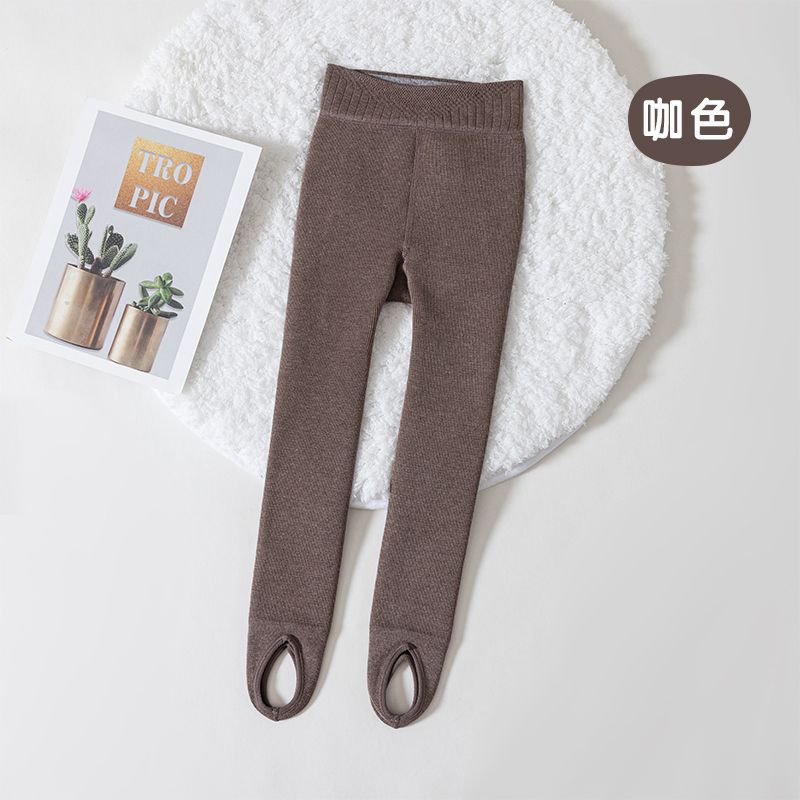 Leggings para niñas Otoño e Invierno forrados de vellón engrosados pantimedias para niños niñas bebés medianos y grandes niños usan blanco afuera