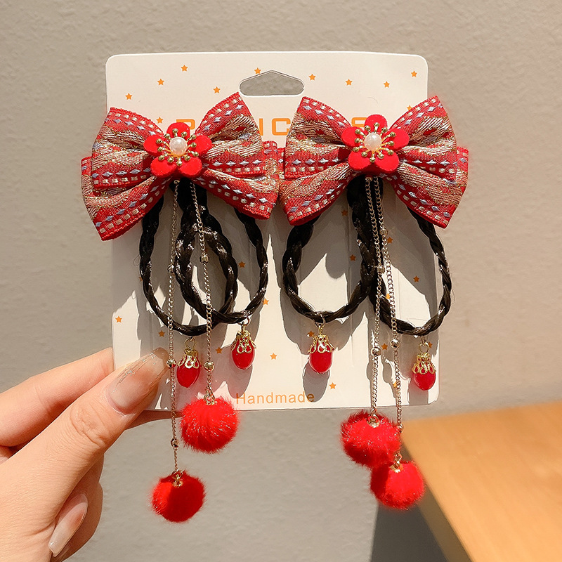 Año Nuevo accesorios para el cabello para niños arco de bordilla pinzas de cabello para niñas vestidos festivos vestidos chinos toques de cabello para niñas joyas de tarjetas de cabello