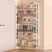 厨房门后置物架落地免打孔壁挂书架铁艺架子墙上省空间超薄收纳架