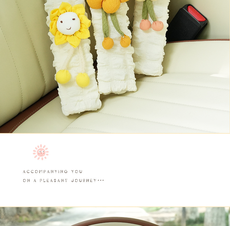 Blue Rain Seatbelt Shoulder Pad Cute Puff Pattern Car Anti-Strangling Shoulder Protector Universal for All Seasons Car Seatbelt Cover