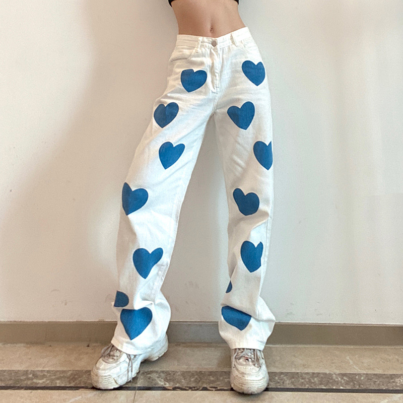 new printing contrast color casual trousers NSLQ47619