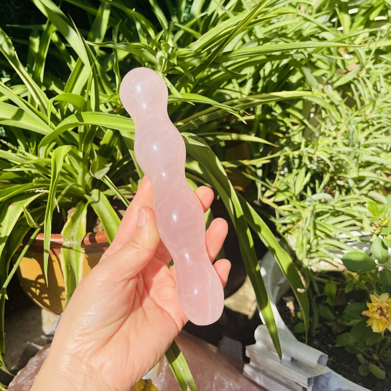 天然粉晶雕刻打磨原石 水晶按摩棒水晶糖葫芦 图 4