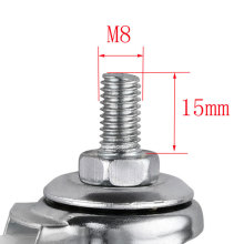 1.5寸丝杆万向轮子白PP尼龙M8螺杆狗笼油汀取暖器小推车脚轮轱辘