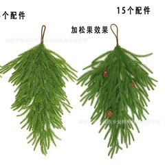 仿真松针诺福克松壁挂 跨境圣诞节庆酒店装饰 人造松针壁挂圣诞