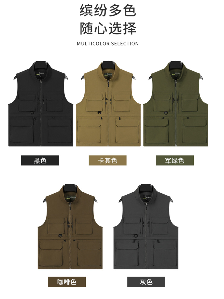 chaleco de pesca de alta gama de nylon rápido secado fotografía caballo clip hombre al aire libre montaña multi-bolsillo chaleco personalizado